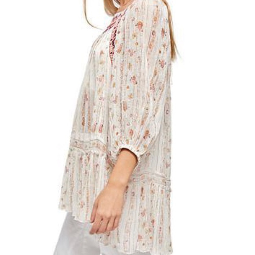 NWT Free People Chiffon Tunic w 2 ties on the back - Picture 3 of 8